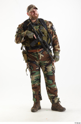 Whole Body Weapons-Rifle Man Pose with machine rifle White Army Athletic Bearded Studio photo references